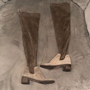 Suede Over-the-Knee Boots - Brown